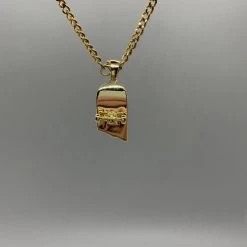 Ghost Long Board Gold Iced Deck Necklace JEWELRY