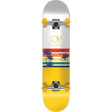 Ghost Long Board COMPLETES Ocean Pacific Sunset Park/Street Yellow/ White Complete Skateboard 7.75