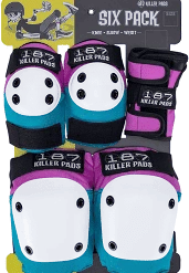 Ghost Long Board 187 Killer Pads Super 6 Pack, Pink Teal HELMETS & PADS