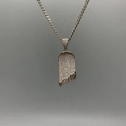 Ghost Long Board Silver Iced Deck Necklace