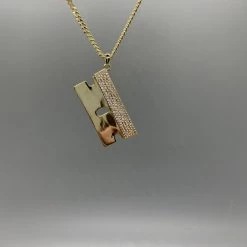 Ghost Long Board Gold Razor Blade Necklace JEWELRY
