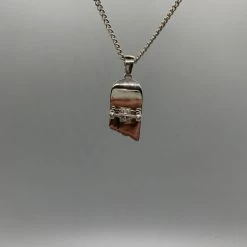 Ghost Long Board Silver Iced Deck Necklace