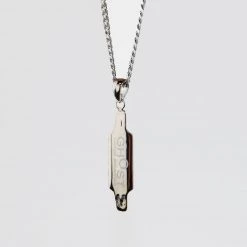 Ghost Long Board Silver Skatedeck Neck Chain JEWELRY