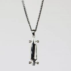 Ghost Long Board JEWELRY Silver Skatedeck With Wheels Neck Chain