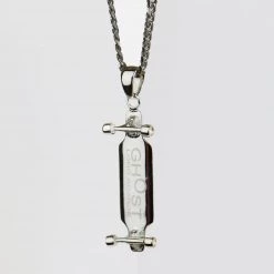 Ghost Long Board JEWELRY Silver Skatedeck With Wheels Neck Chain