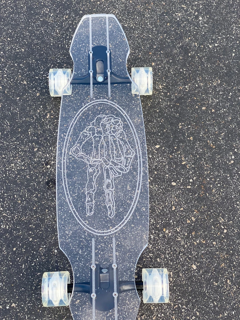 Ghost Long Board Skeleton Peace Hand CLEAR COMPLETES