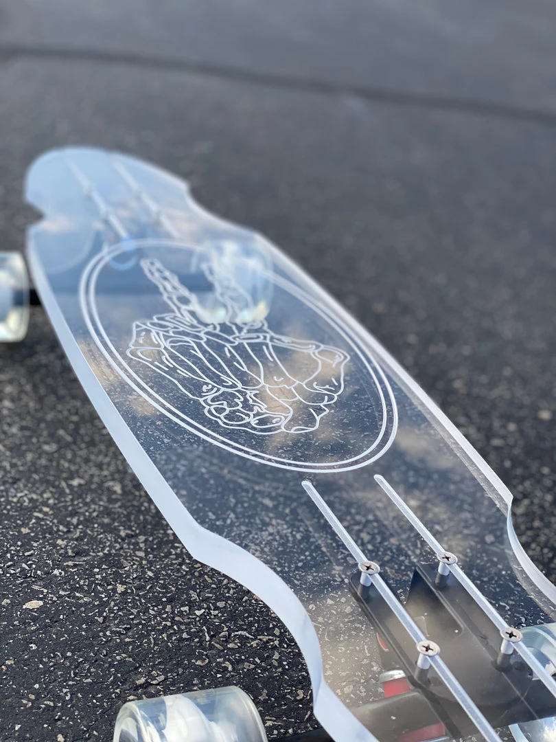 Ghost Long Board Skeleton Peace Hand CLEAR COMPLETES