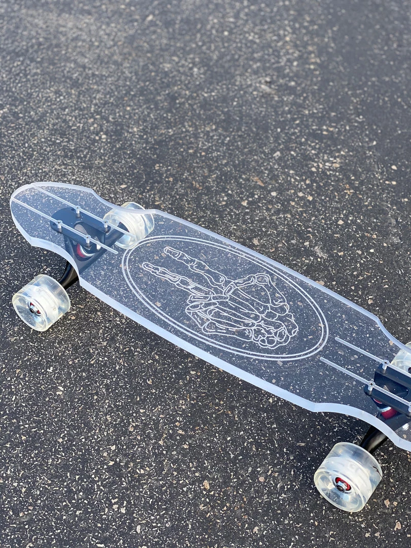 Ghost Long Board Skeleton Peace Hand CLEAR COMPLETES