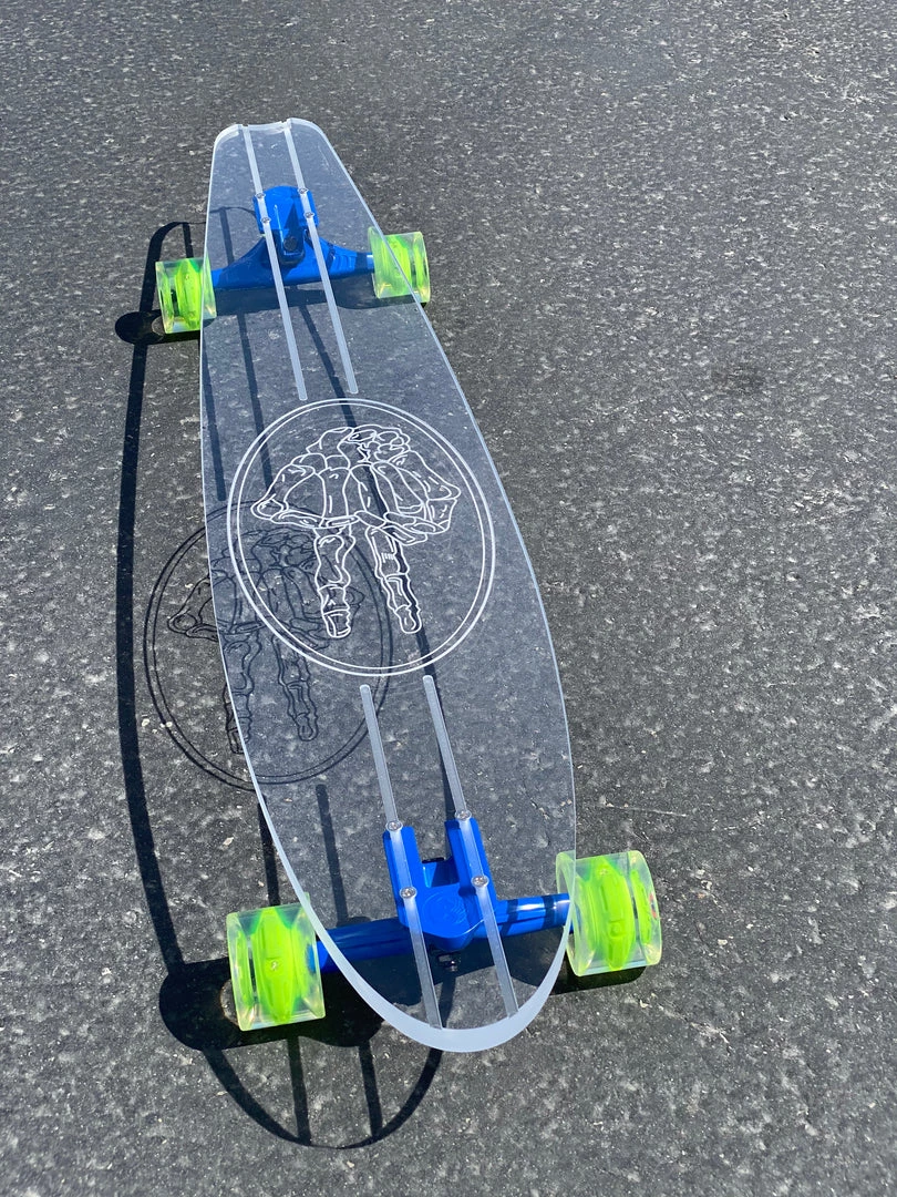 Ghost Long Board Skeleton Peace Hand CLEAR COMPLETES