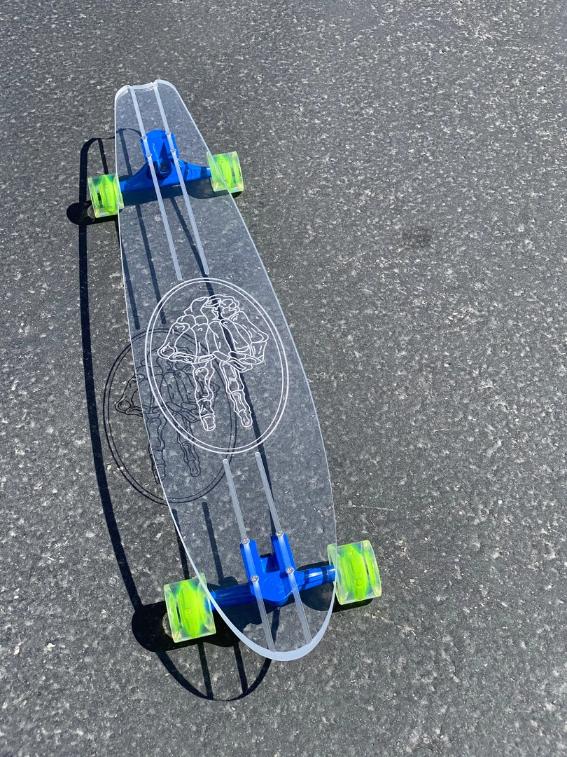 Ghost Long Board Skeleton Peace Hand CLEAR COMPLETES