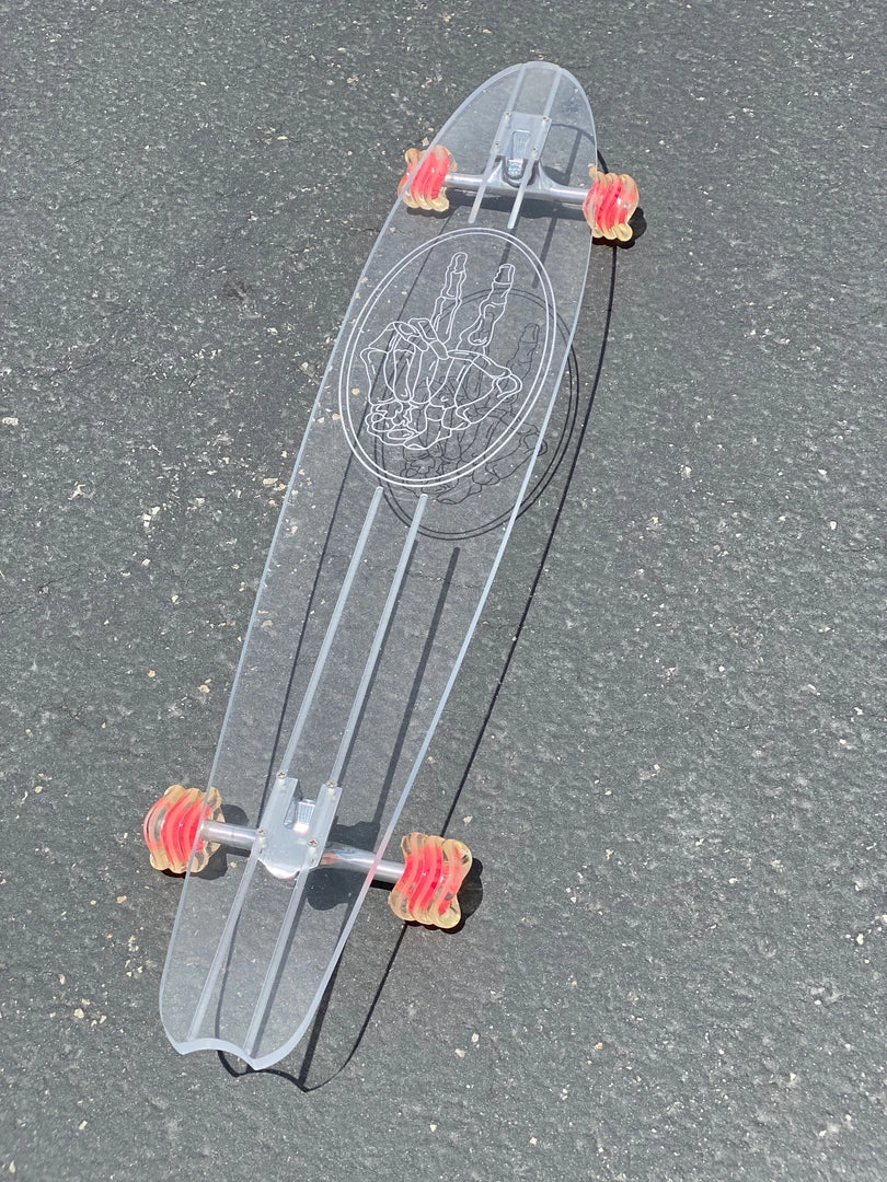 Ghost Long Board Skeleton Peace Hand CLEAR COMPLETES