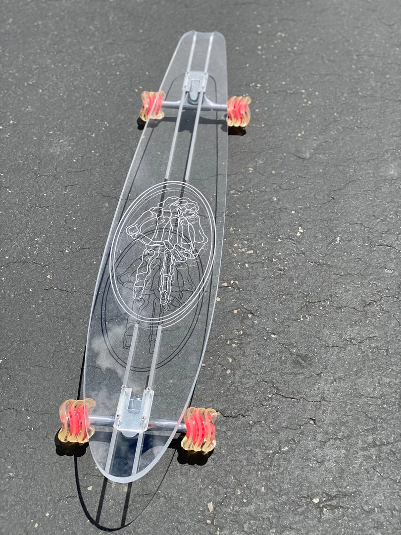 Ghost Long Board Skeleton Peace Hand CLEAR COMPLETES