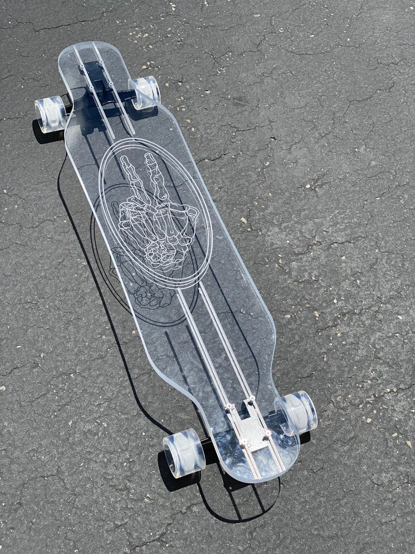 Ghost Long Board Skeleton Peace Hand CLEAR COMPLETES