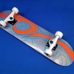 Ghost Long Board Orange Swirl Hand Painted Popsicle 7.75"
