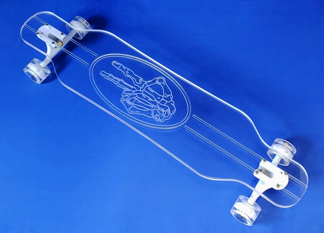 Ghost Long Board Skeleton Peace Hand CLEAR COMPLETES