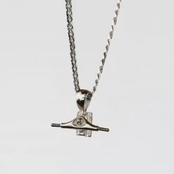 Ghost Long Board Silver Trucks Neck Chain