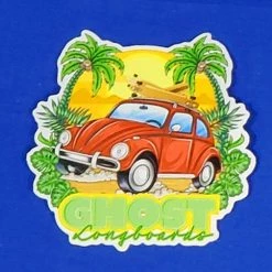 Ghost Long Board Beetle Bug 3" X 3" Sticker