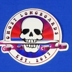 Ghost Long Board Skull Longboard 3" X 2.4" STICKERS