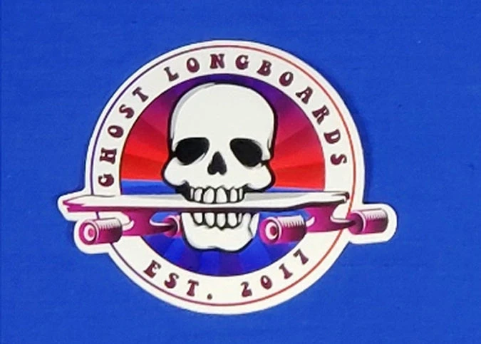 Ghost Long Board Skull Longboard 3" X 2.4" STICKERS