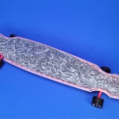 Ghost Long Board 40" Wheel Cut Silver And Black Resin Swirl With Full LEDs